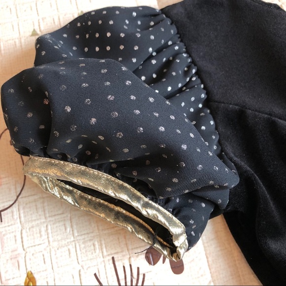 Holiday Christmas Black & Gold Girl Dress (Size 7) - Picture 4 of 8